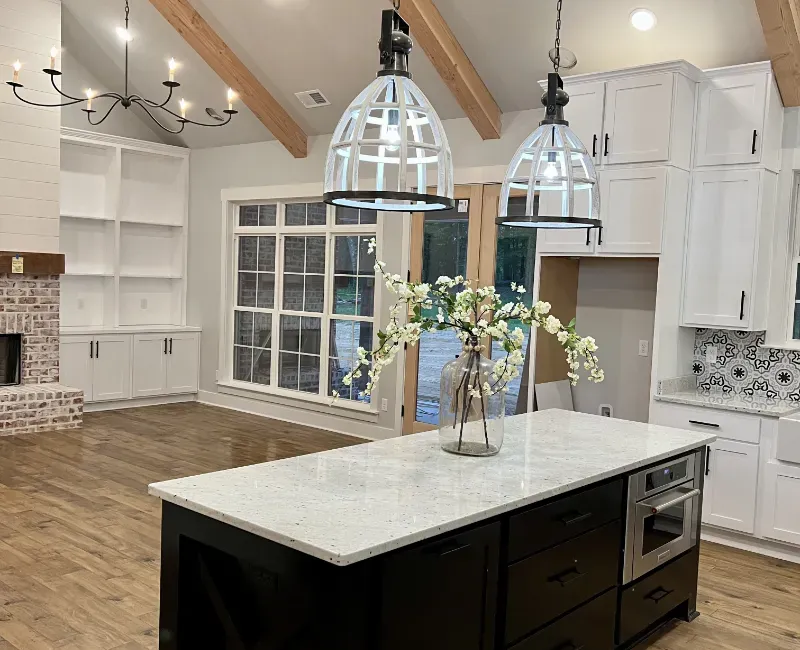 Upchurch builders custom home featuring kitchen wood accents.