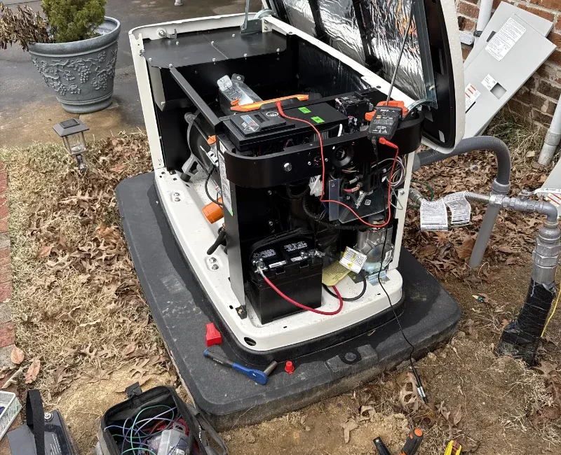 Rountine maintenance on a Generac generator.